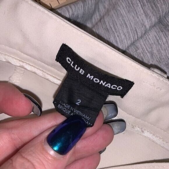 Club Monaco Ivory Color Straight Leg Zipper Viscose Blend Casual Pants size 2 - Picture 8 of 9